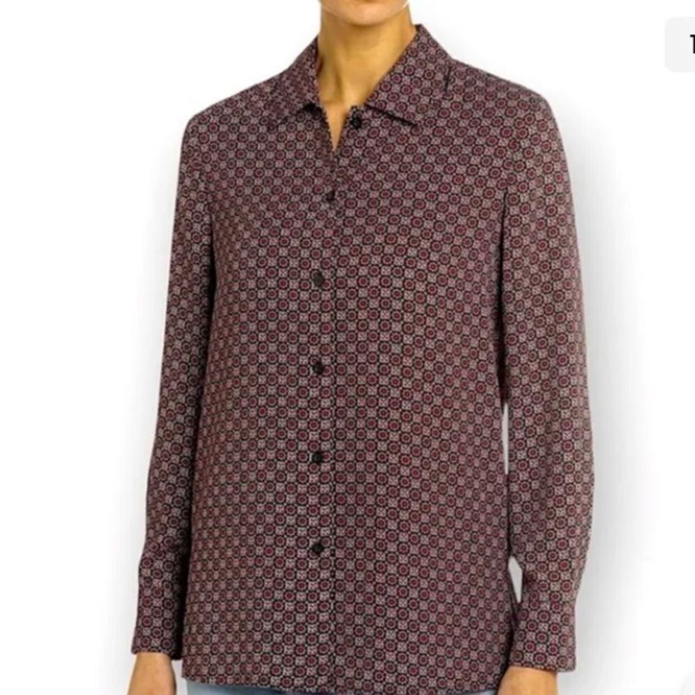 Chelsea & Theodore Lightweight Floral Print‎ Button Down Blouse Size Large